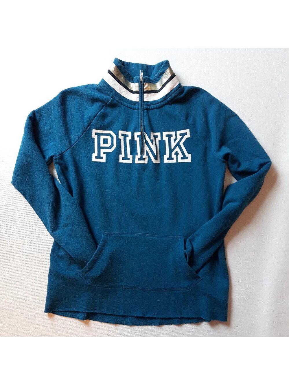 Teal PINK Victoria's Secret 1/4 Zip Hoodie XS